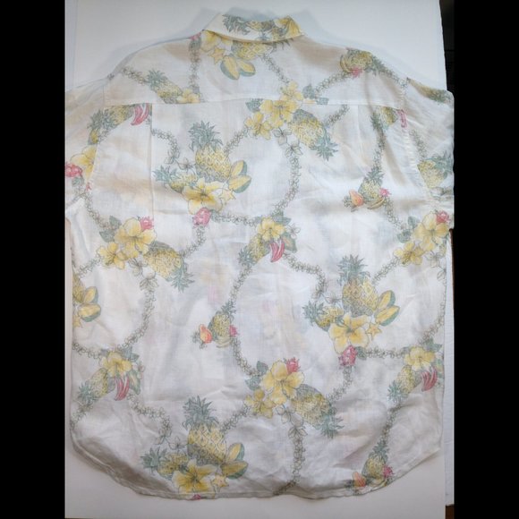Tommy Bahama LONG SLEEVE Linen Shirt Reverse Print Tropical Fruit Floral NEW 2XL - Picture 9 of 10